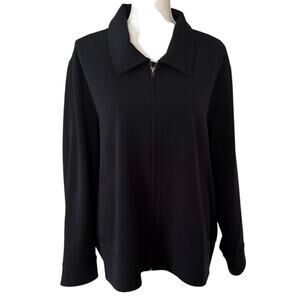 Universal Standard Plus Size M 18 20 Zip Front Bomber Jacket Pockets Black